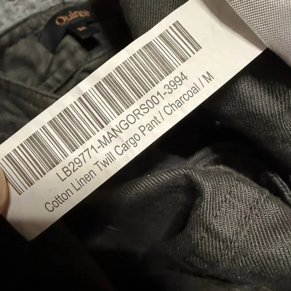 Quince Pants Womens Medium Gray Cargo Linen Blend Utility Pocket Tapered Ankle